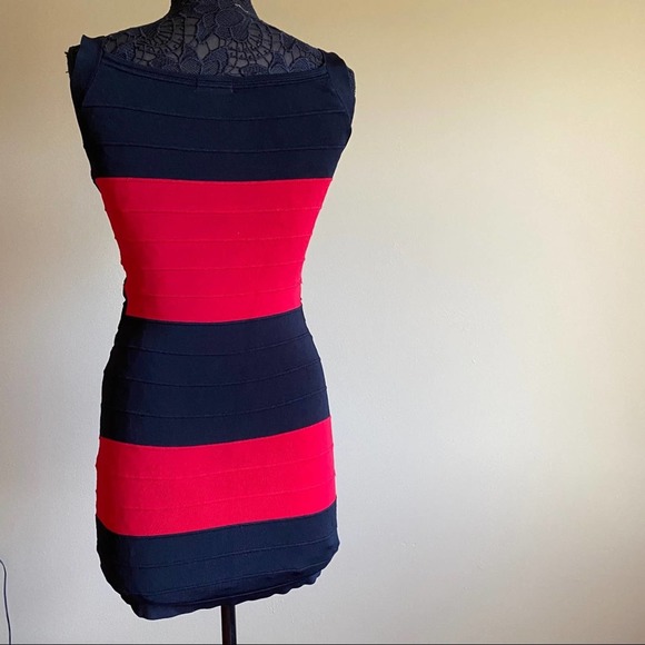 Venus Red Black Stripe Stretch Dress Size XS - Picture 3 of 6